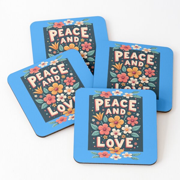 Item preview, Peace, love and flowers {blue background} designed and sold by Faerieglen.