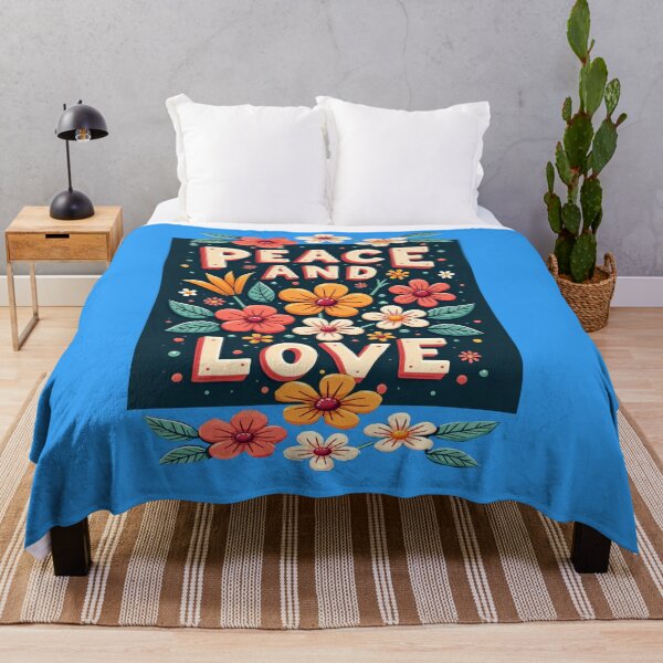 Item preview, Peace, love and flowers {blue background} designed and sold by Faerieglen.