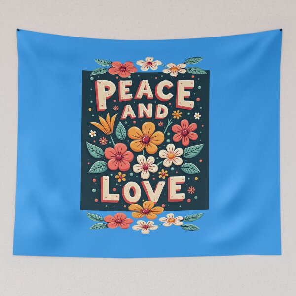 Item preview, Peace, love and flowers {blue background} designed and sold by Faerieglen.