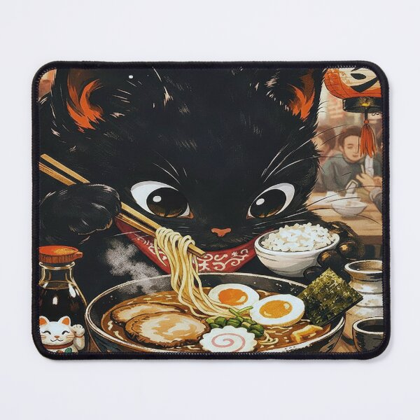 Item preview, Black Cat Enjoying Ramen designed and sold by ChiqueAvenue.
