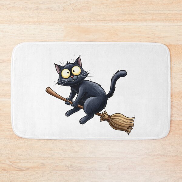 Item preview, Funny Black Cat Riding Broomstick designed and sold by KrisGraphic45.