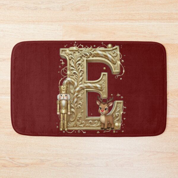 Item preview, Luxury Gold Christmas Letter E – Nutcracker & Reindeer Monogram designed and sold by ChaosModeArt.