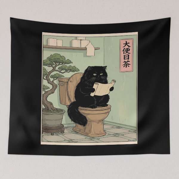 Item preview, Cat on Toilet Reading Scroll designed and sold by ChiqueAvenue.