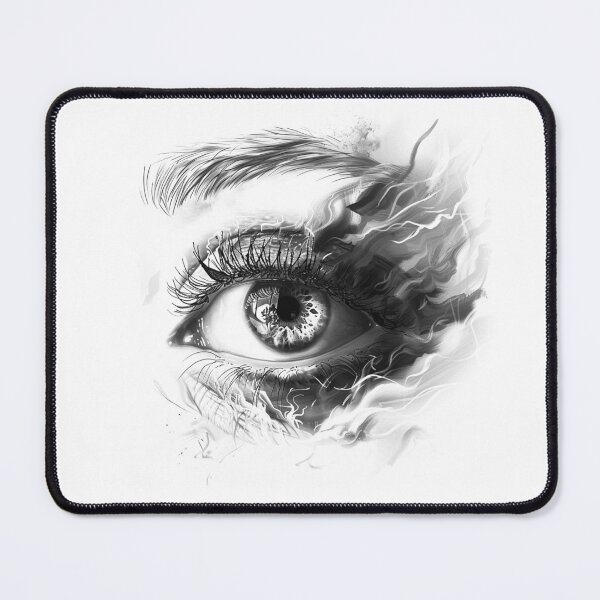 Item preview, Abstract Eye with Smoke and Lightning - Black and White Surreal Art designed and sold by inkoutninja.