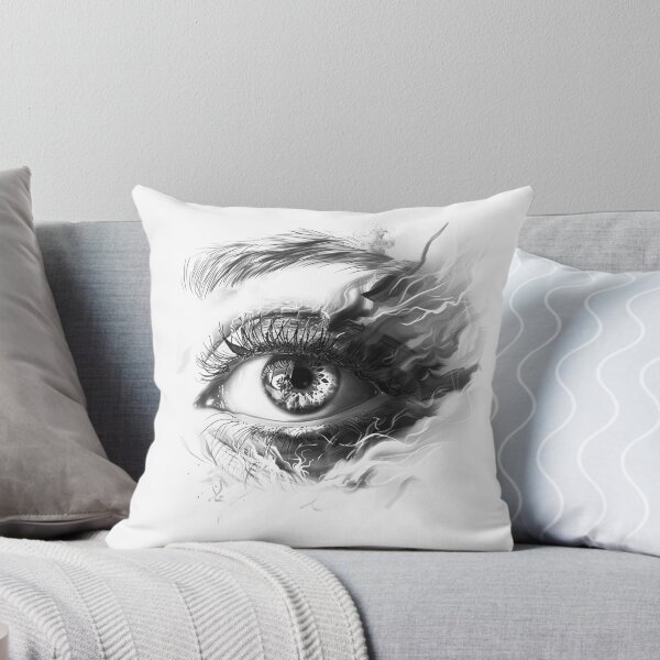 Item preview, Abstract Eye with Smoke and Lightning - Black and White Surreal Art designed and sold by inkoutninja.