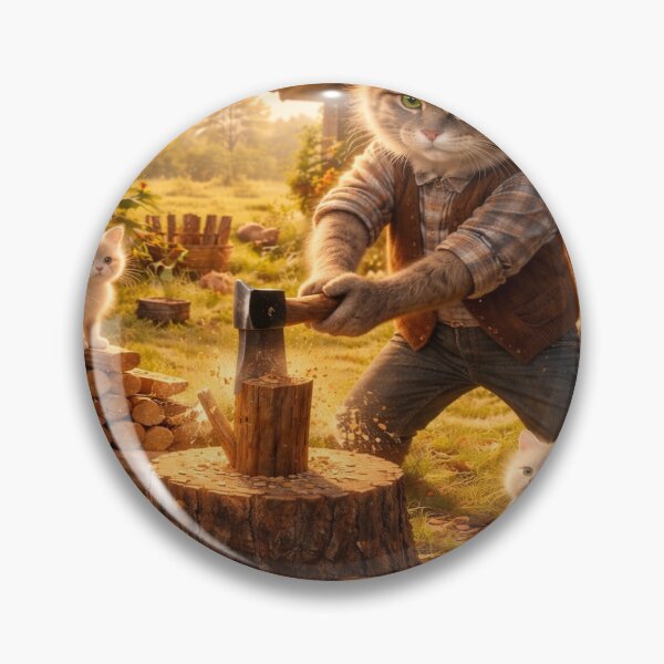 Item preview, Farm Cat Chopping Wood designed and sold by LovelyCatGalaxy.