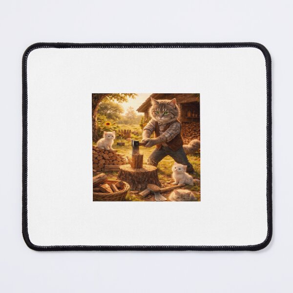 Item preview, Farm Cat Chopping Wood designed and sold by LovelyCatGalaxy.