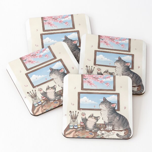 Item preview, Cats Painting Cherry Blossoms designed and sold by ChiqueAvenue.