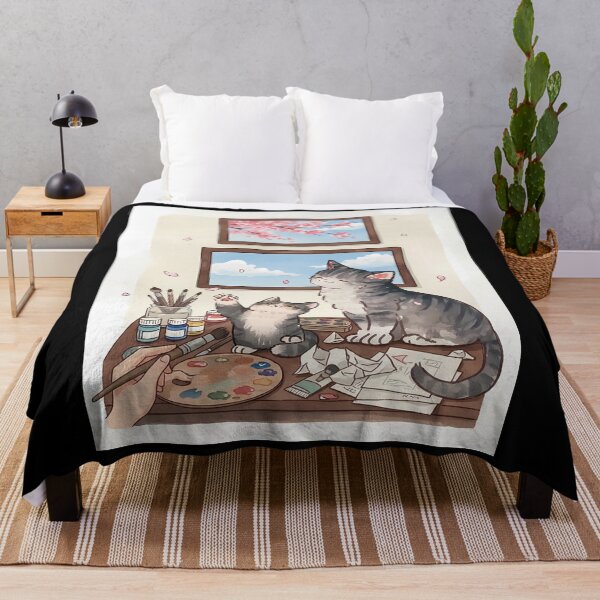 Item preview, Cats Painting Cherry Blossoms designed and sold by ChiqueAvenue.