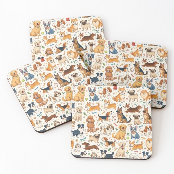 Item preview, Cute Dogs Pattern | Adorable Puppy Cartoon Seamless Design designed and sold by flowerpower999.