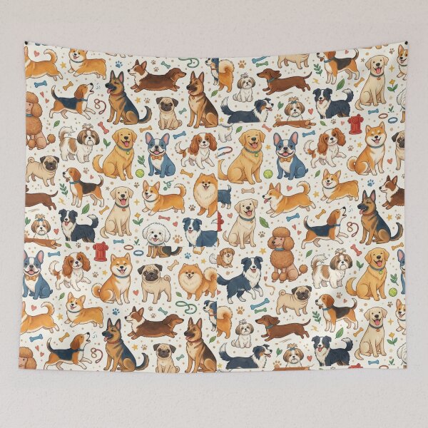 Item preview, Cute Dogs Pattern | Adorable Puppy Cartoon Seamless Design designed and sold by flowerpower999.