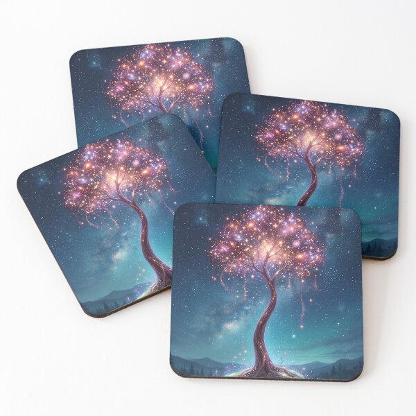 Item preview, Cosmic Light Tree – Magical Galaxy Fantasy Landscape designed and sold by Herzbaumatelier.
