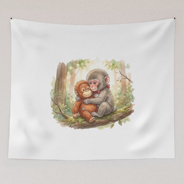 Item preview, Panchi-kun the Baby Macaque Hugging Plush Orangutan – Viral Cute Monkey Comfort Story Sticker designed and sold by Fandom Universe.