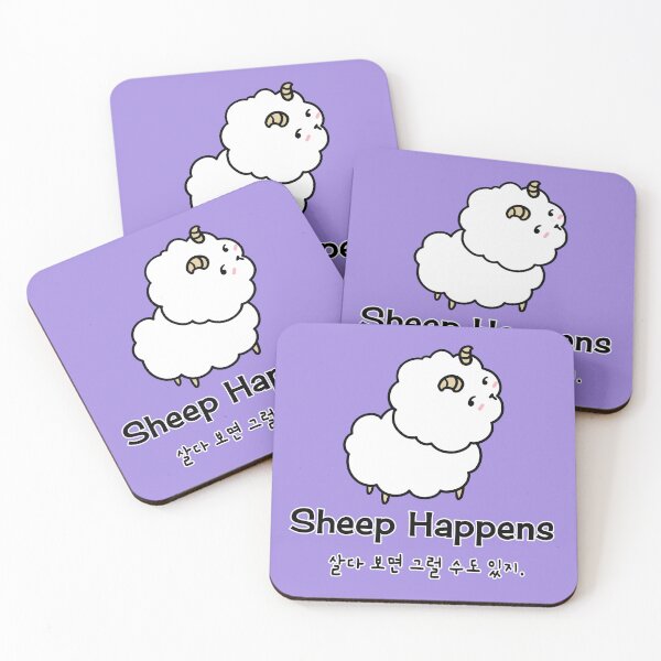 Item preview, Cute Sheep Happens - Funny Sheep Illustration with Korean Quote designed and sold by ubborn.