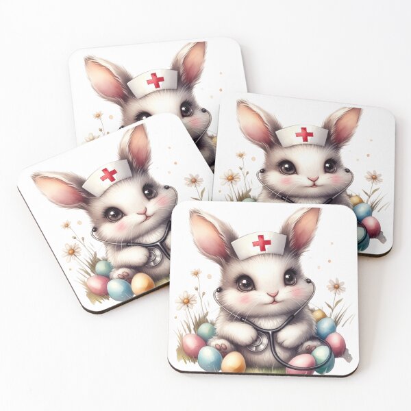 Item preview, Vintage Easter Nurse Bunny – Retro Pastel Bunny Illustration designed and sold by PixelVibe782.