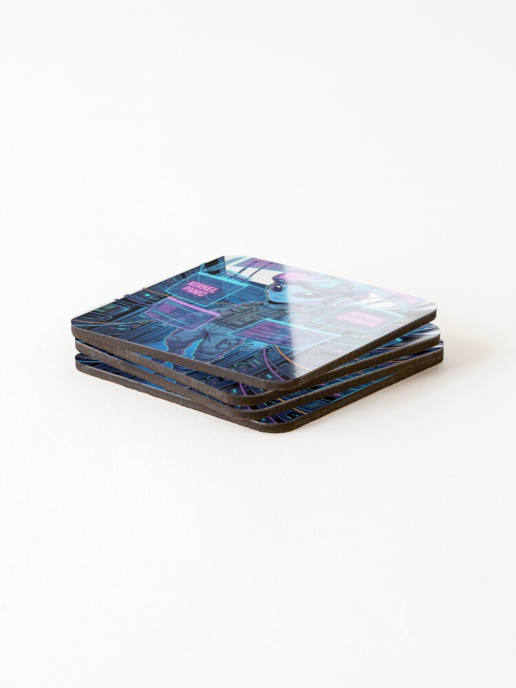 Thumbnail 4 of 5, Coasters (Set of 4), VR Alien Sysadmin Error Overload designed and sold by KurtByteStudio.