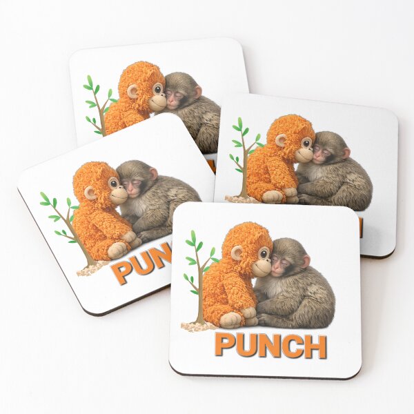 Item preview, Punch Monkey sleeps with Plush Toy . Viral Cute Baby Monkey Meme, Funny Monkey Lover Gift designed and sold by TuyaArts.