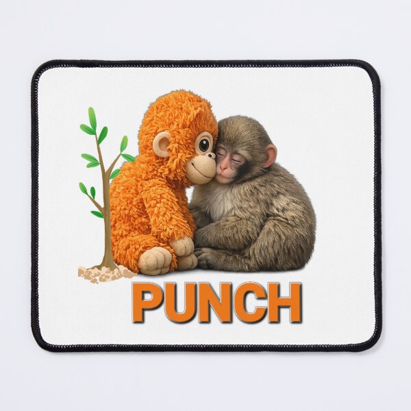 Item preview, Punch Monkey sleeps with Plush Toy . Viral Cute Baby Monkey Meme, Funny Monkey Lover Gift designed and sold by TuyaArts.