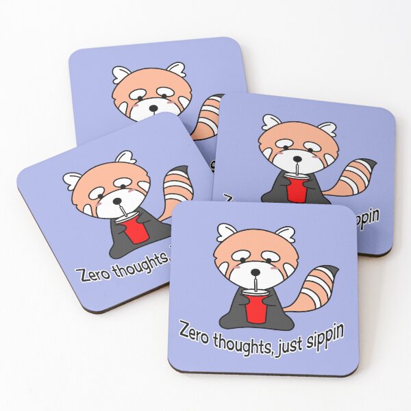 Item preview, Cute Red Panda - Zero Thoughts Just Sippin designed and sold by ubborn.