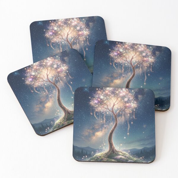 Item preview, Cosmic Tree of Life – Luminous Starry Fantasy Landscape designed and sold by Herzbaumatelier.