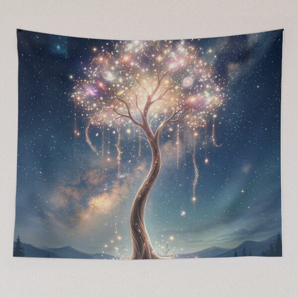 Item preview, Cosmic Tree of Life – Luminous Starry Fantasy Landscape designed and sold by Herzbaumatelier.