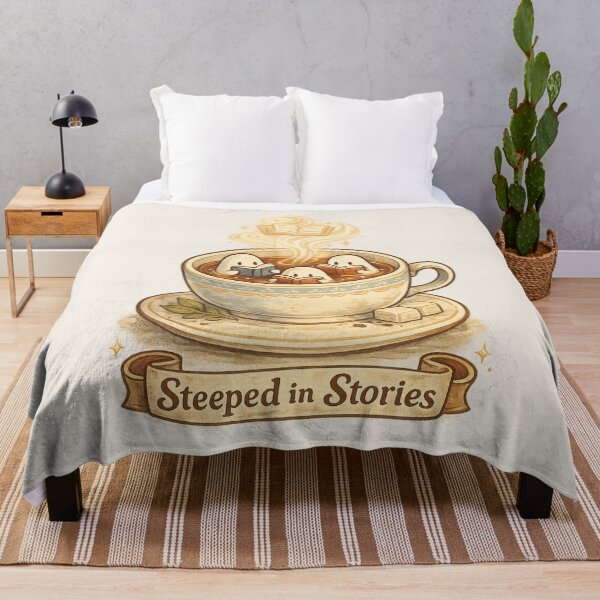 Item preview, Steeped in Stories – Cozy Bookish Tea Illustration designed and sold by 97Ts.