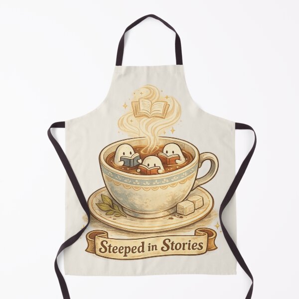 Item preview, Steeped in Stories – Cozy Bookish Tea Illustration designed and sold by 97Ts.