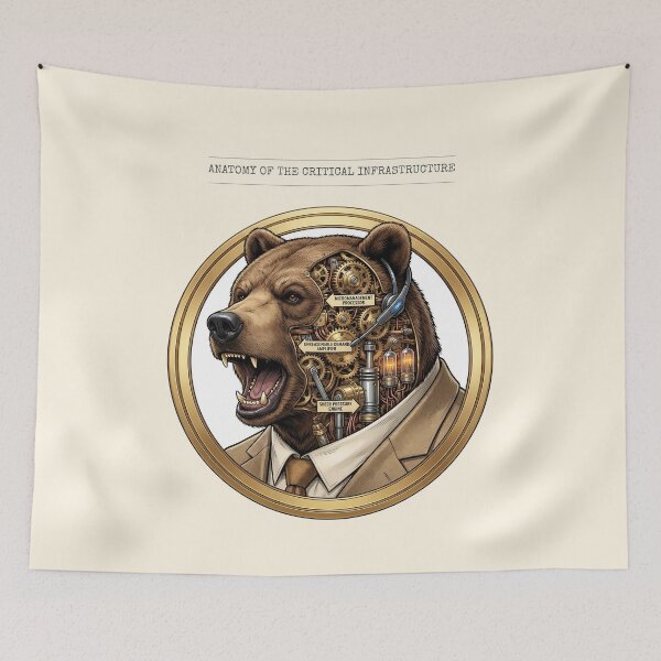 Item preview, Funny Bear Anatomy - Office Micromanagement Steampunk Art designed and sold by Top-Tier Thinking .