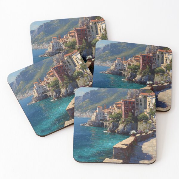 Item preview, Amalfi Cliffside Village with Mountains and Blue Sea designed and sold by daila70.