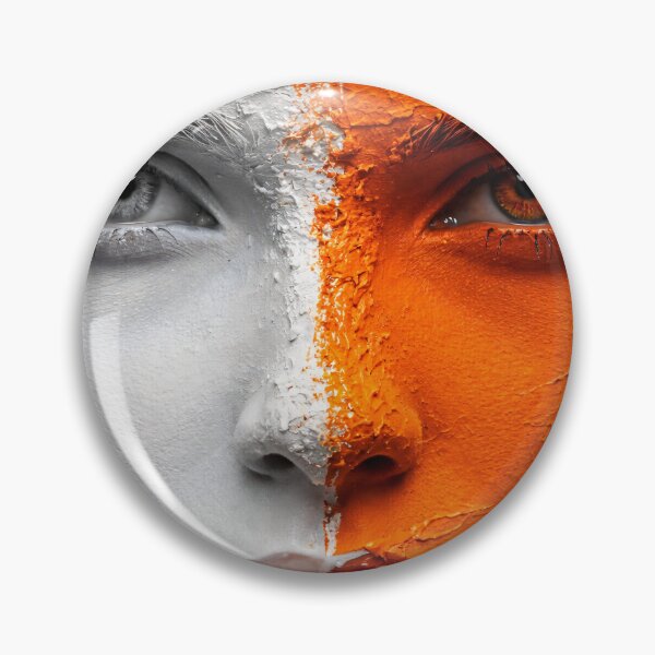 Artikelvorschau, Split Face Orange Monochrome Portrait entworfen und verkauft von Kaleidoscope Print.