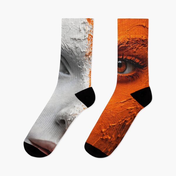 Item preview, Split Face Orange Monochrome Portrait designed and sold by Kaleidoscope Print.