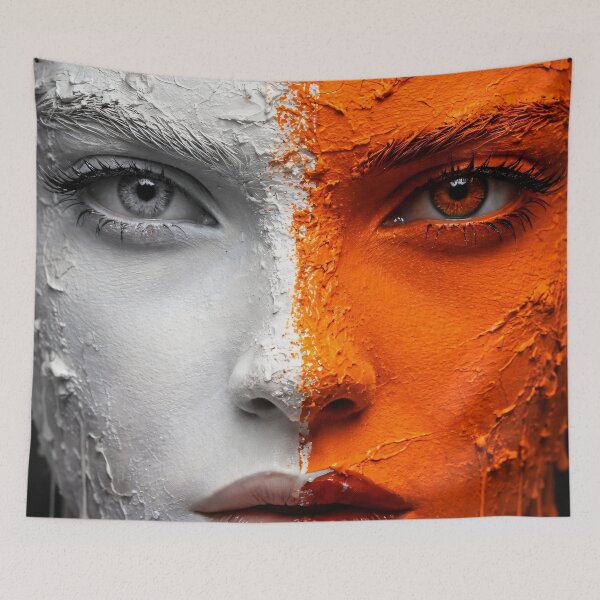 Item preview, Split Face Orange Monochrome Portrait designed and sold by Kaleidoscope Print.