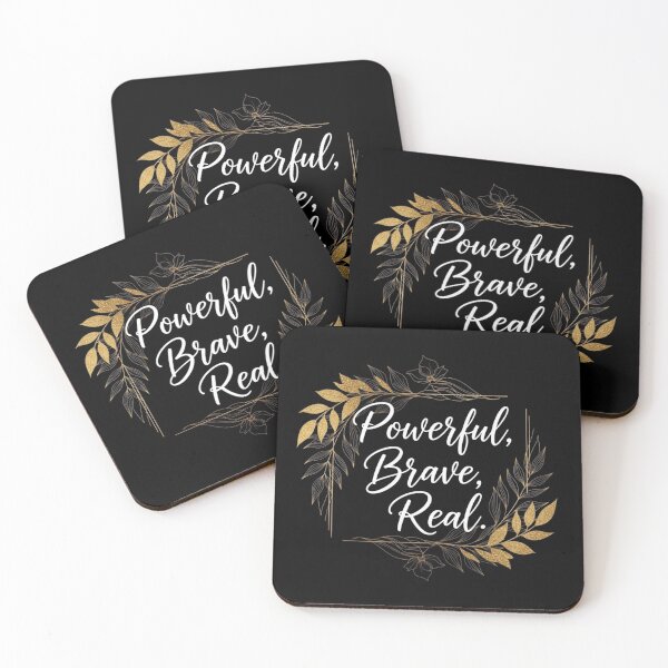 Item preview, Powerful Brave Real – Elegant Gold Female Empowerment Quote designed and sold by ChaosModeArt.
