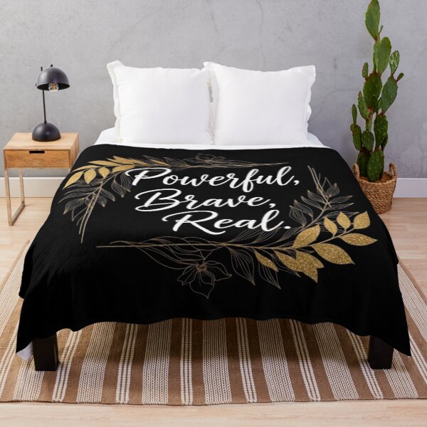 Item preview, Powerful Brave Real – Elegant Gold Female Empowerment Quote designed and sold by ChaosModeArt.
