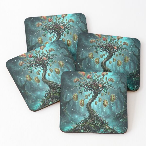 Item preview, Fantasy Forest Tree with Glowing Pitcher Blossoms designed and sold by Herzbaumatelier.