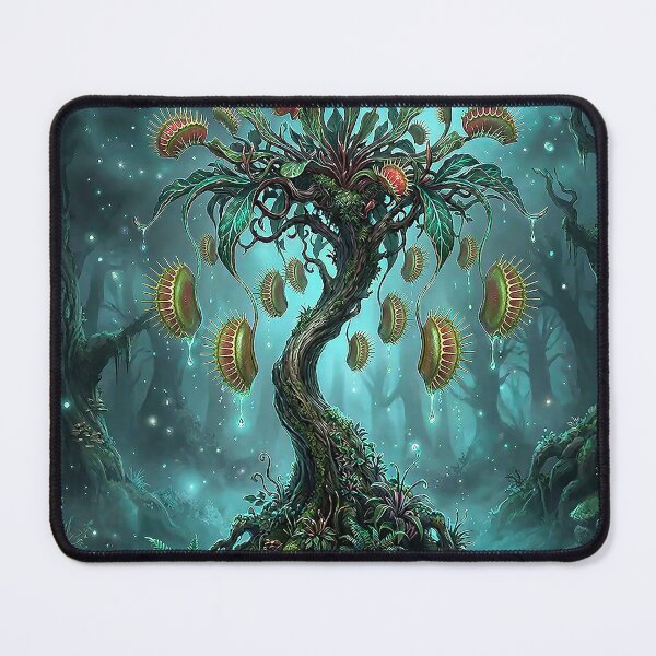 Item preview, Fantasy Forest Tree with Glowing Pitcher Blossoms designed and sold by Herzbaumatelier.