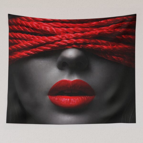 Item preview, Blindfolded Red Lips Noir Portrait designed and sold by Kaleidoscope Print.