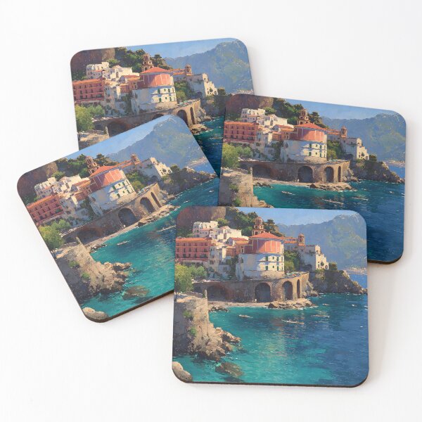 Item preview, Amalfi Coastal Town Beneath the Mountain Cliffs designed and sold by daila70.