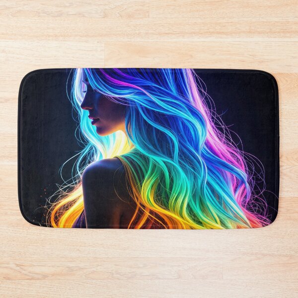 Item preview, Rainbow Neon Hair Fantasy Portrait designed and sold by Kaleidoscope Print.