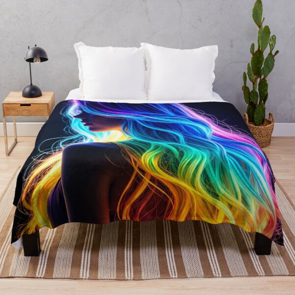 Item preview, Rainbow Neon Hair Fantasy Portrait designed and sold by Kaleidoscope Print.