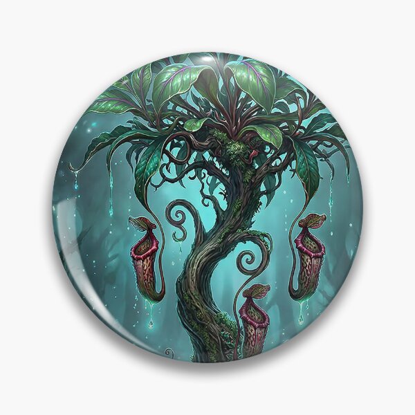 Item preview, Fantasy Forest Tree with Glowing Pitcher Blossoms designed and sold by Herzbaumatelier.