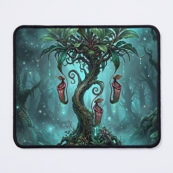 Item preview, Fantasy Forest Tree with Glowing Pitcher Blossoms designed and sold by Herzbaumatelier.