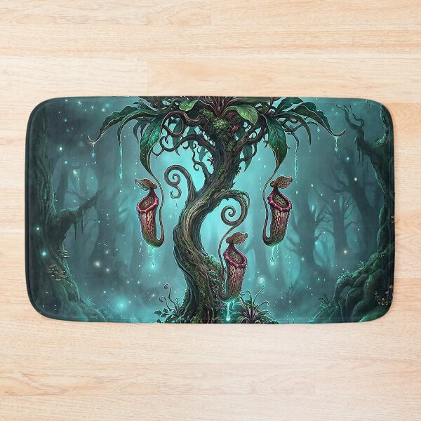 Item preview, Fantasy Forest Tree with Glowing Pitcher Blossoms designed and sold by Herzbaumatelier.