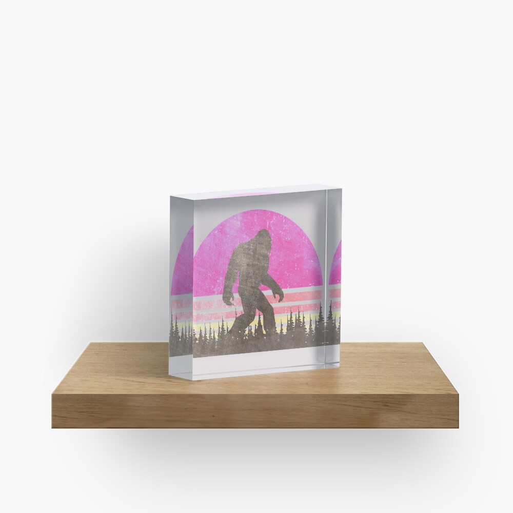 Vintage Distressed Bigfoot Shirt - Sasquatch Shirt - Bigfoot T Shirts Acrylic Block