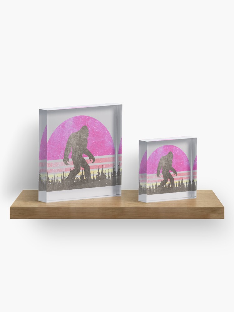 Alternate view of Vintage Distressed Bigfoot Shirt - Sasquatch Shirt - Bigfoot T Shirts Acrylic Block