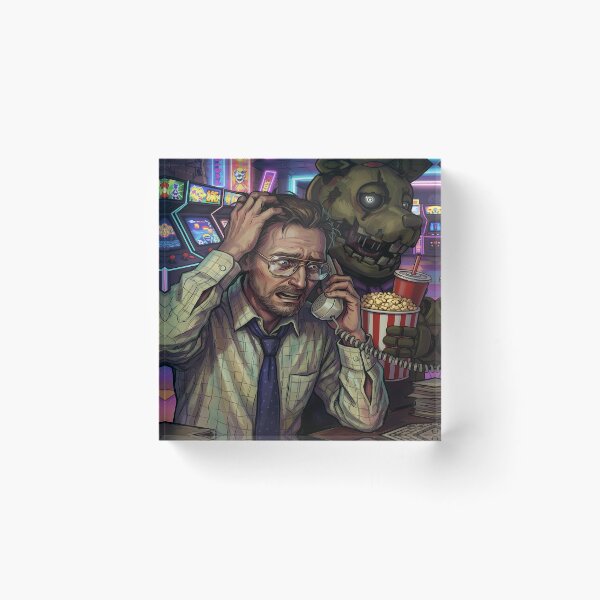 Artikelvorschau, Verängstigter Mann telefoniert mit Animatronic entworfen und verkauft von ForThe2F0X1Folks.