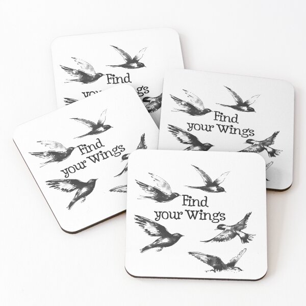 Item preview, Find Your Wings - Black and White Inspirational Bird Quote Art designed and sold by inkoutninja.