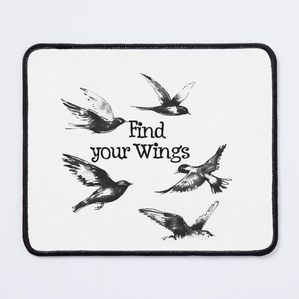 Item preview, Find Your Wings - Black and White Inspirational Bird Quote Art designed and sold by inkoutninja.
