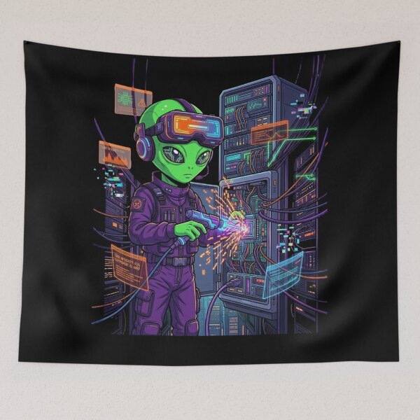 Item preview, Alien Server Technician Cosmic Tech Repair designed and sold by KurtByteStudio.