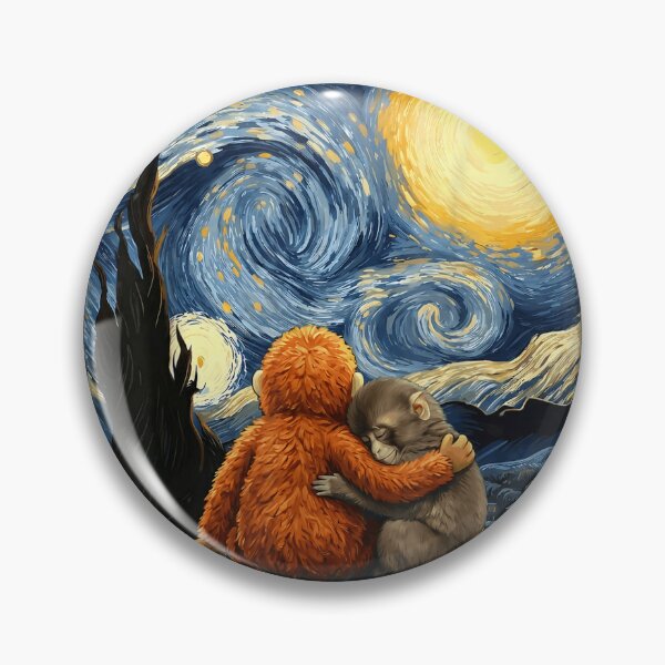 Item preview, Punch Kun Panchi Kun Viral Monkey Starry Night Parody designed and sold by Angryblu3.